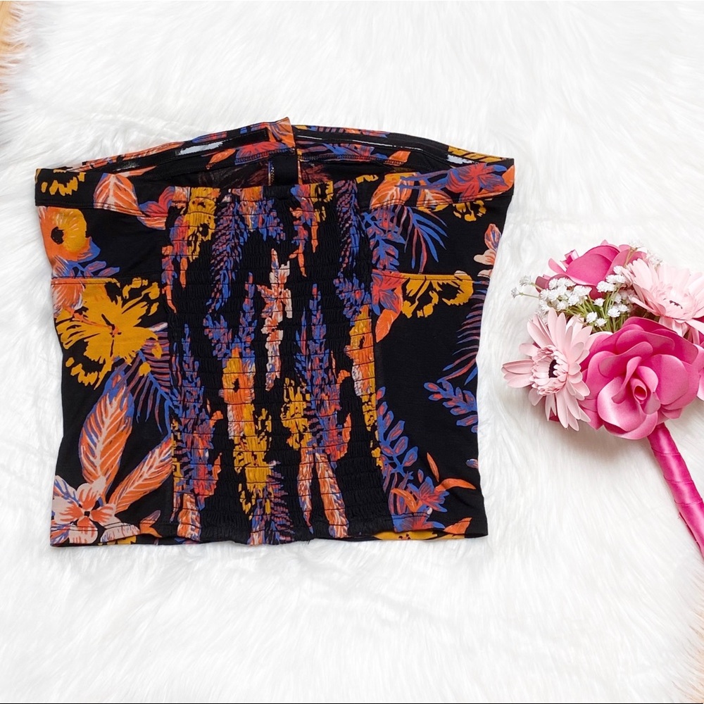 Free People Black Floral Tropicali Tube Top NWT - Picture 3 of 6